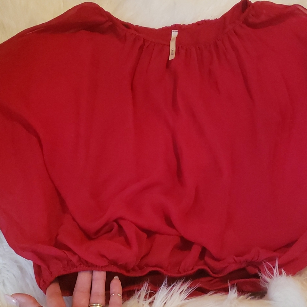 Blood Red polyester blouse - Picture 2 of 3